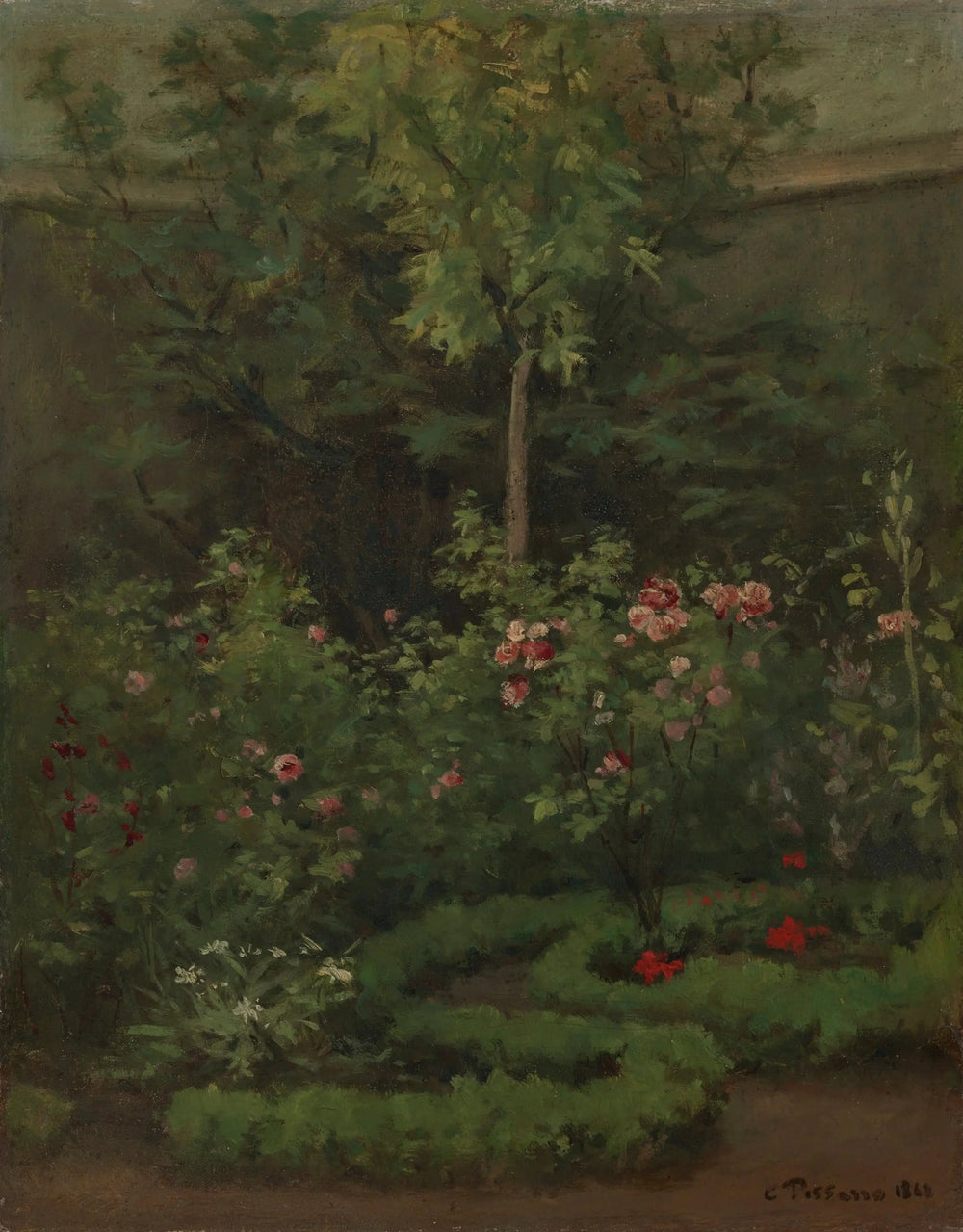 Reproduction du tableau « Une roseraie - Camille Pissarro » par Alpha Reproduction en peinture à l’huile