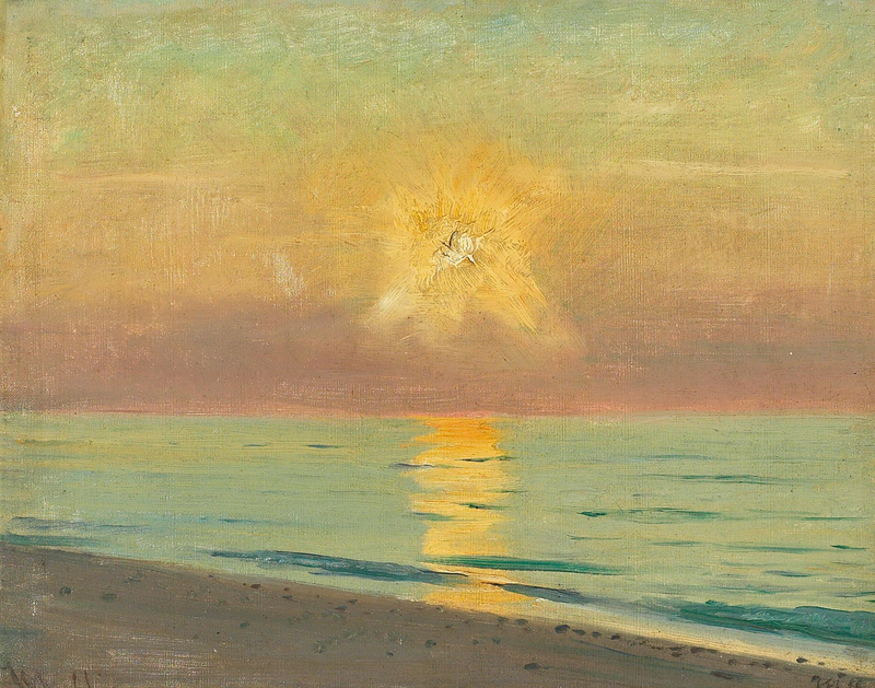 Une scène de soirée avec vue sur l'océan. - Michael Peter Ancher