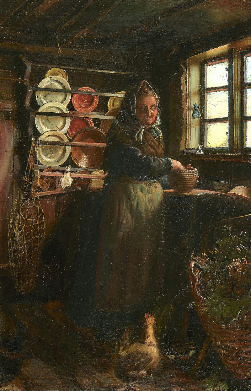 หญิงชราภายในครัวของเธอ - Anna Ancher