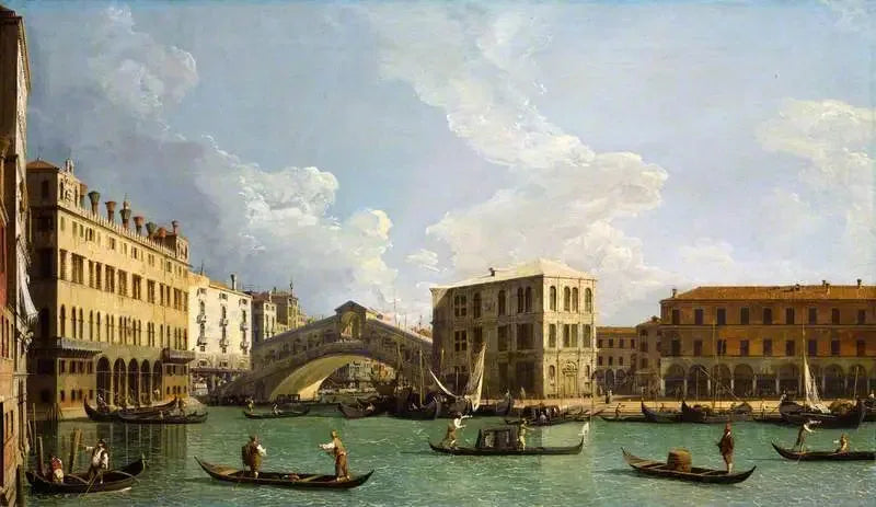 Une vue du Rialto, Venise - Canaletto image 1 reproduction artisanale de tableau