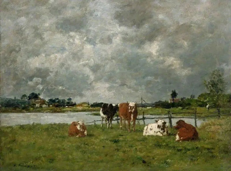 วัวในทุ่งใต้ท้องฟ้าพายุ, 1877 - ยูจีน บูดิน