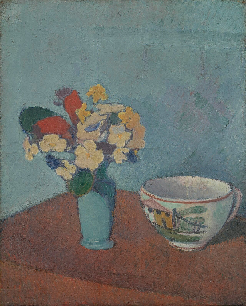 แจกันพร้อมดอกไม้และถ้วย - Émile Bernard