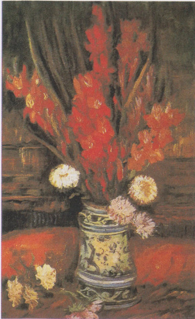 Reproduction du tableau « Vase avec glaïeuls rouges - Vincent van Gogh » par Alpha Reproduction en peinture à l’huile