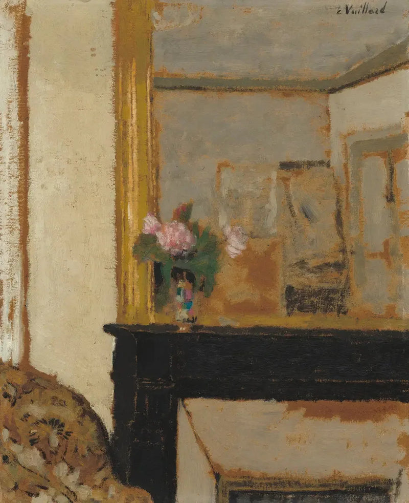 แจกันดอกไม้บนเตาผิง - Édouard Vuillard