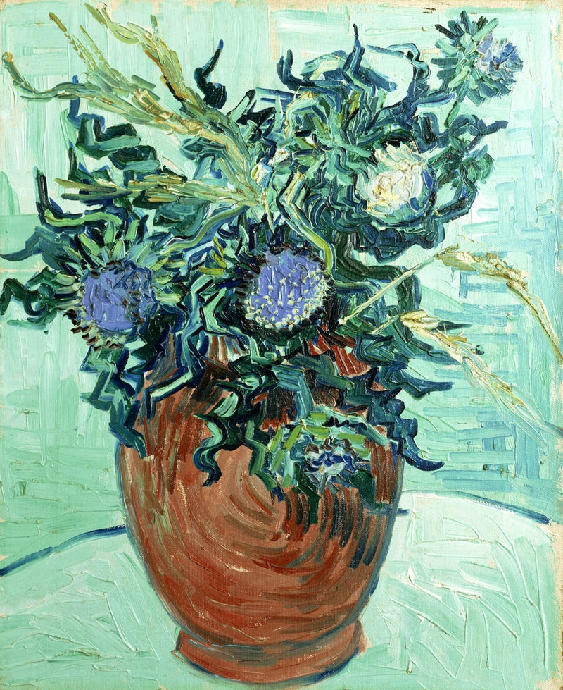 แจกันดอกไม้และดอกทอร์น - Vincent van Gogh