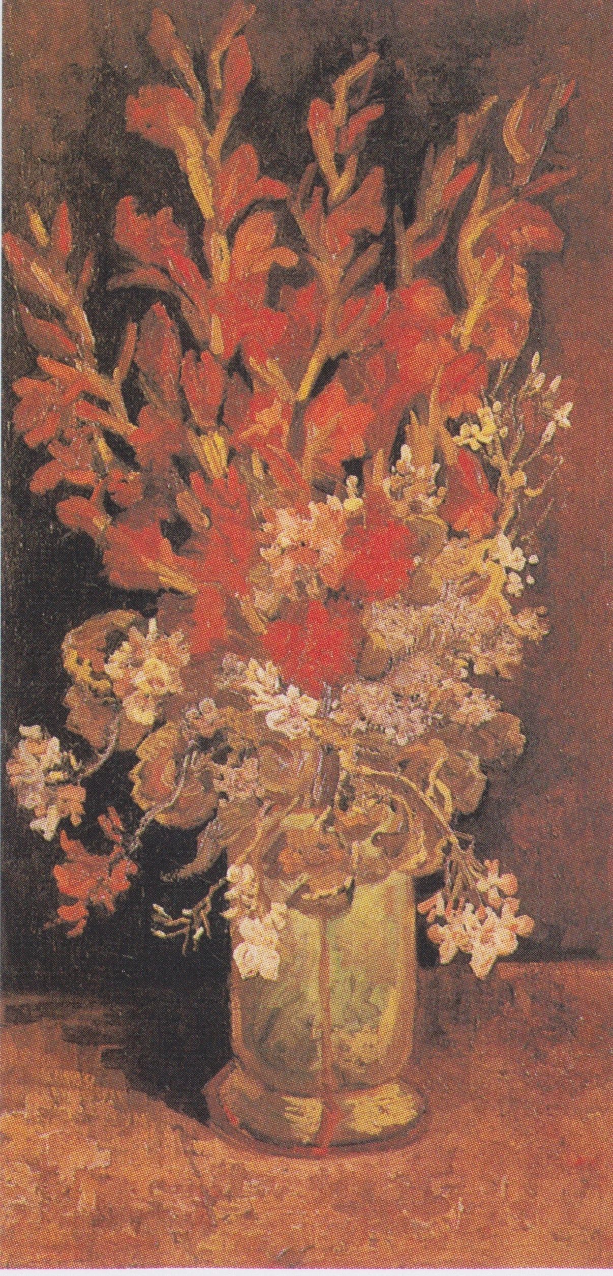 Vase avec glaïeuls et œillets F242 — grand bouquet vertical peint par Vincent van Gogh