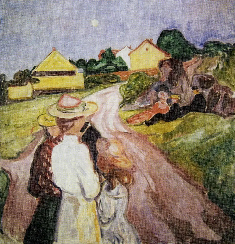 Veille de la nuti du milieu de l'été - Edvard Munch image 1 reproduction de peinture à l’huile