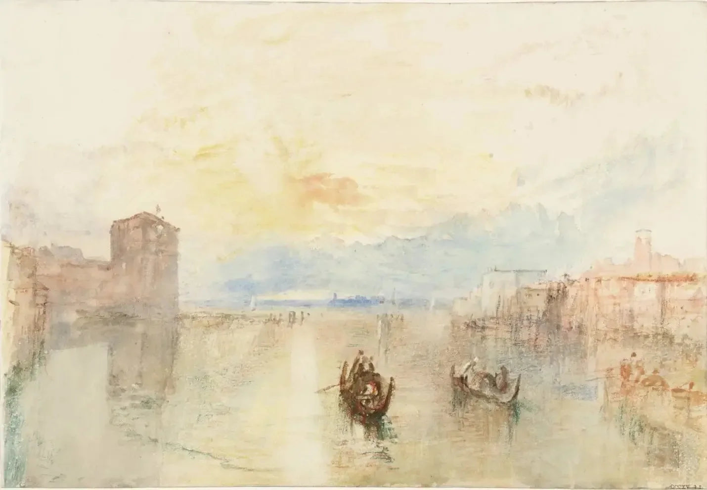 Venice: The Giudecca Canal, Looking Towards Fusina at Sunset - J. M. W. Turner image 1 copie de tableau peinte à la main