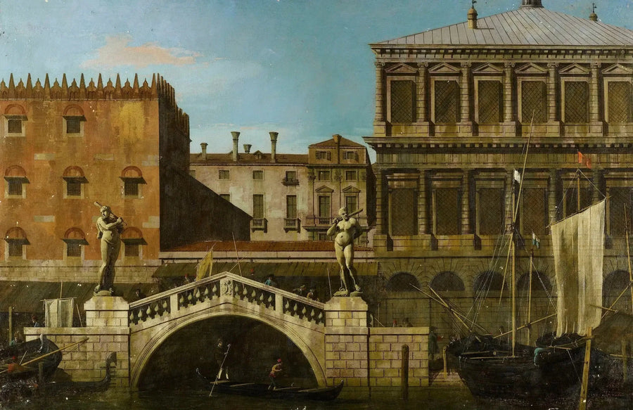 เวนิส : คาปริชโชของ Zecca และห้องเก็บของพร้อมสะพาน Pescaria - Canaletto