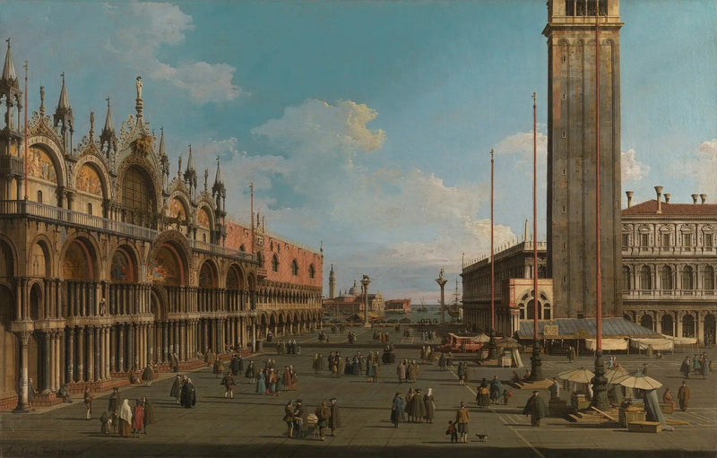 เวนิส : จัตุรัสและจัตุรัสเล็กของ Torre dell'Orologio ไปยัง San Giorgio - Canaletto