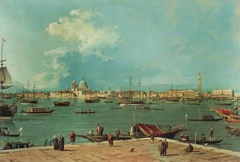 Venise : le bacino di San Marco depuis San Giorgio Maggiore - Canaletto
เวนิส : อ่าวซานมาร์โกจากซานจอร์จิโอ มาญอเร - คานาเลตโต