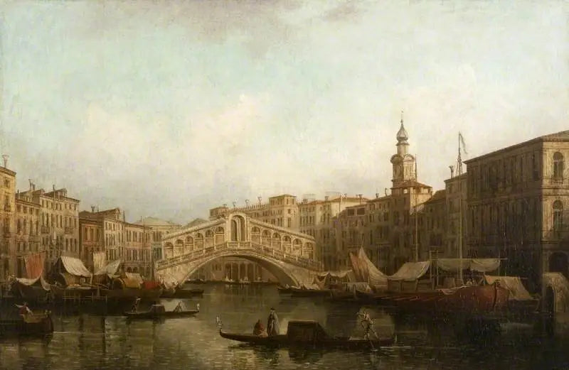 เวนิส : คลองใหญ่ พร้อมสะพาน Rialto มองจากทางใต้ - Canaletto