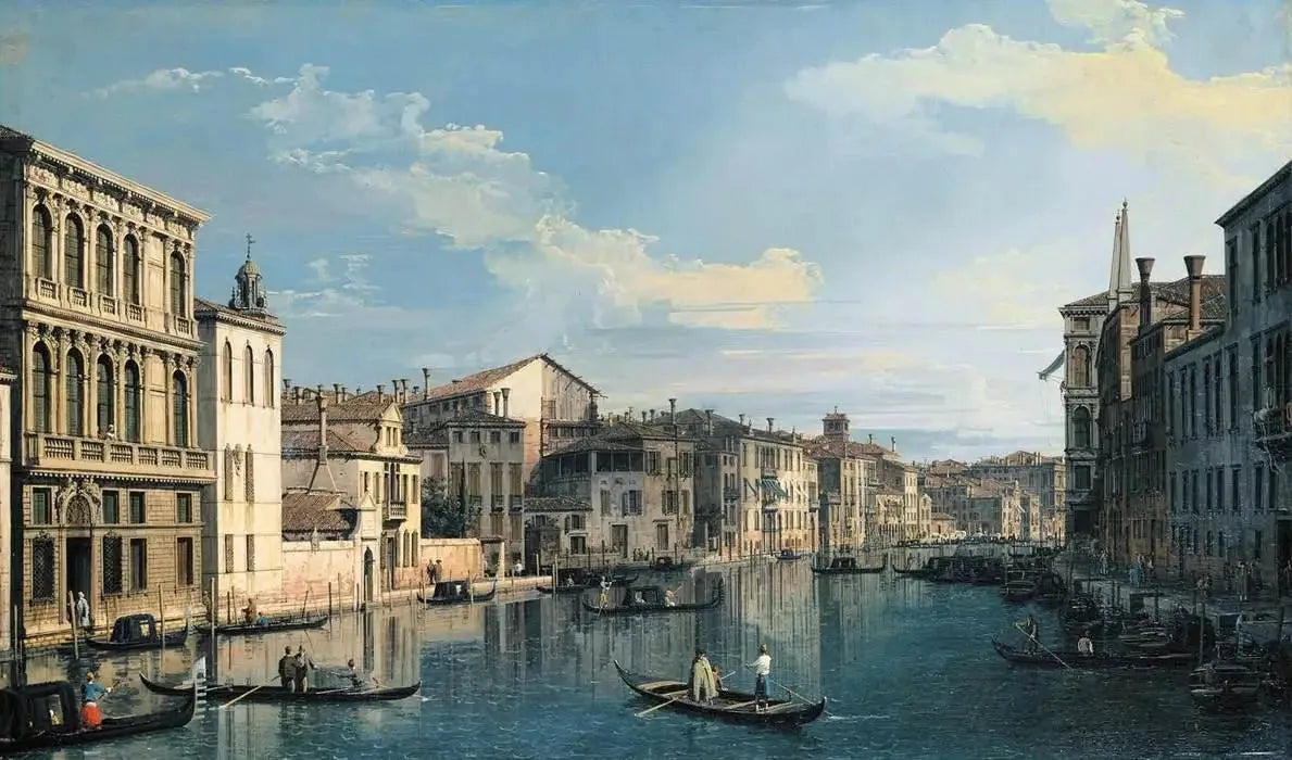 Venise : Le Grand Canal depuis le palais Flangini vers l'église San Marcuola - Canaletto image 1 tableau peint à l’huile sur toile