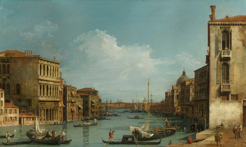 เวนิส : คลองใหญ่ของ campo San Vio ไปยังบาโชโน - Canaletto