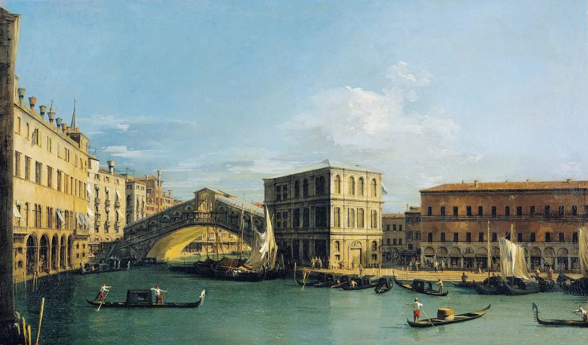 Venise : le pont du Rialto vers le Nord - Canaletto image 1 tableau peint à l’huile sur toile