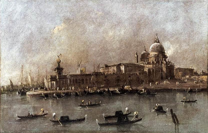 Venise : une vue de l'entrée du Grand Canal - Francesco Guardi image 1 copie peinte à la main à l’huile