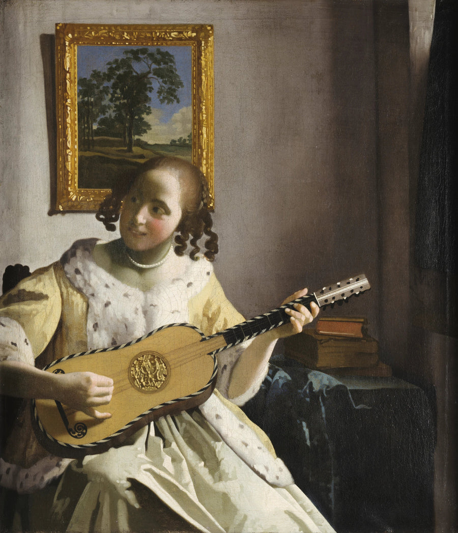 La Joueuse de guitare de Johannes Vermeer – reproduction peinture à l’huile sur toile