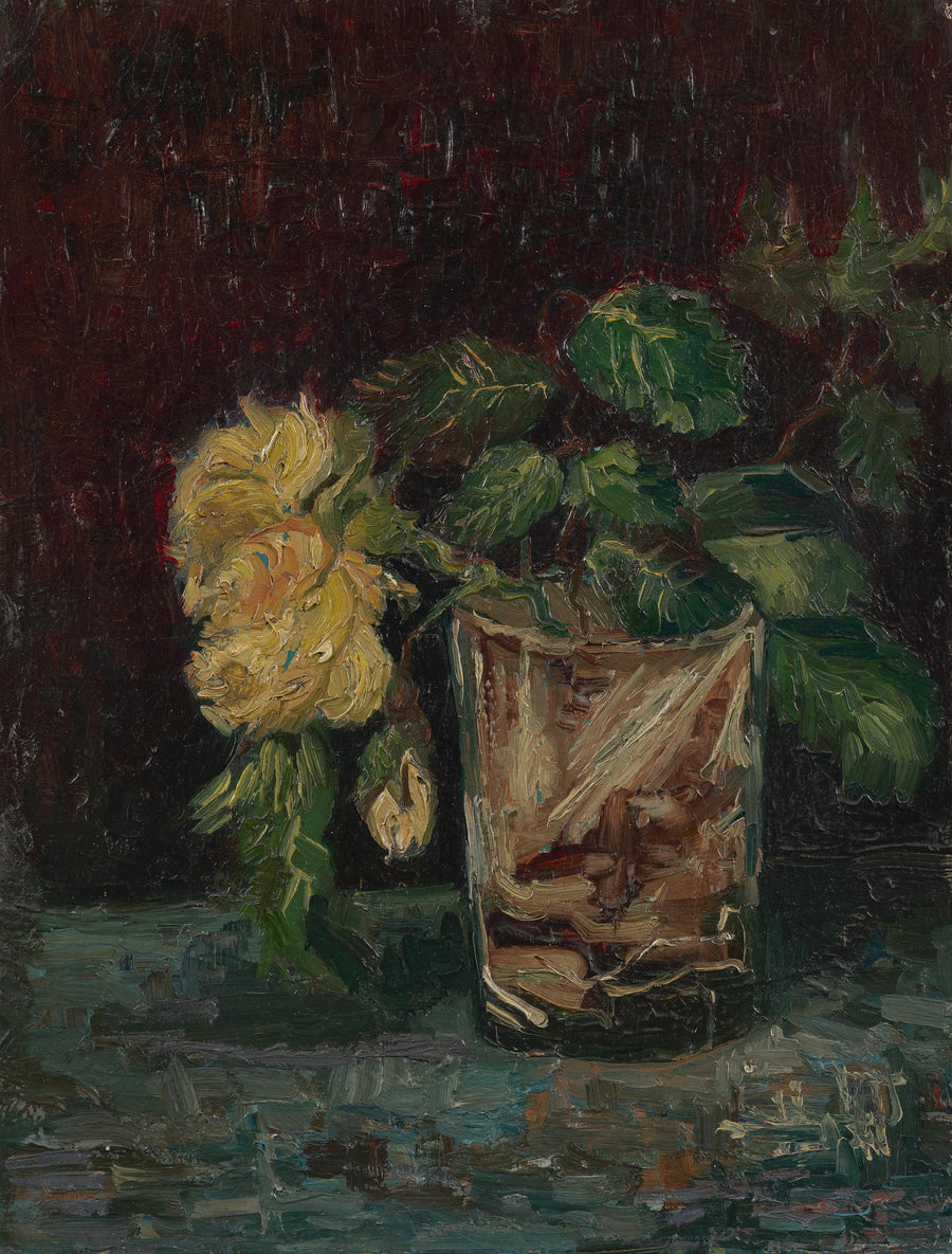 แก้วพร้อมดอกกุหลาบสีเหลือง - Vincent van Gogh