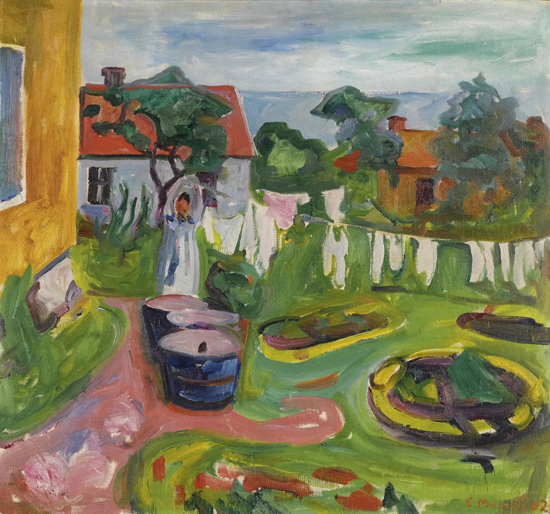 Vêtements sur un fil à Åsgårdstrand - Edvard Munch image 1 tableau peint à l’huile sur toile