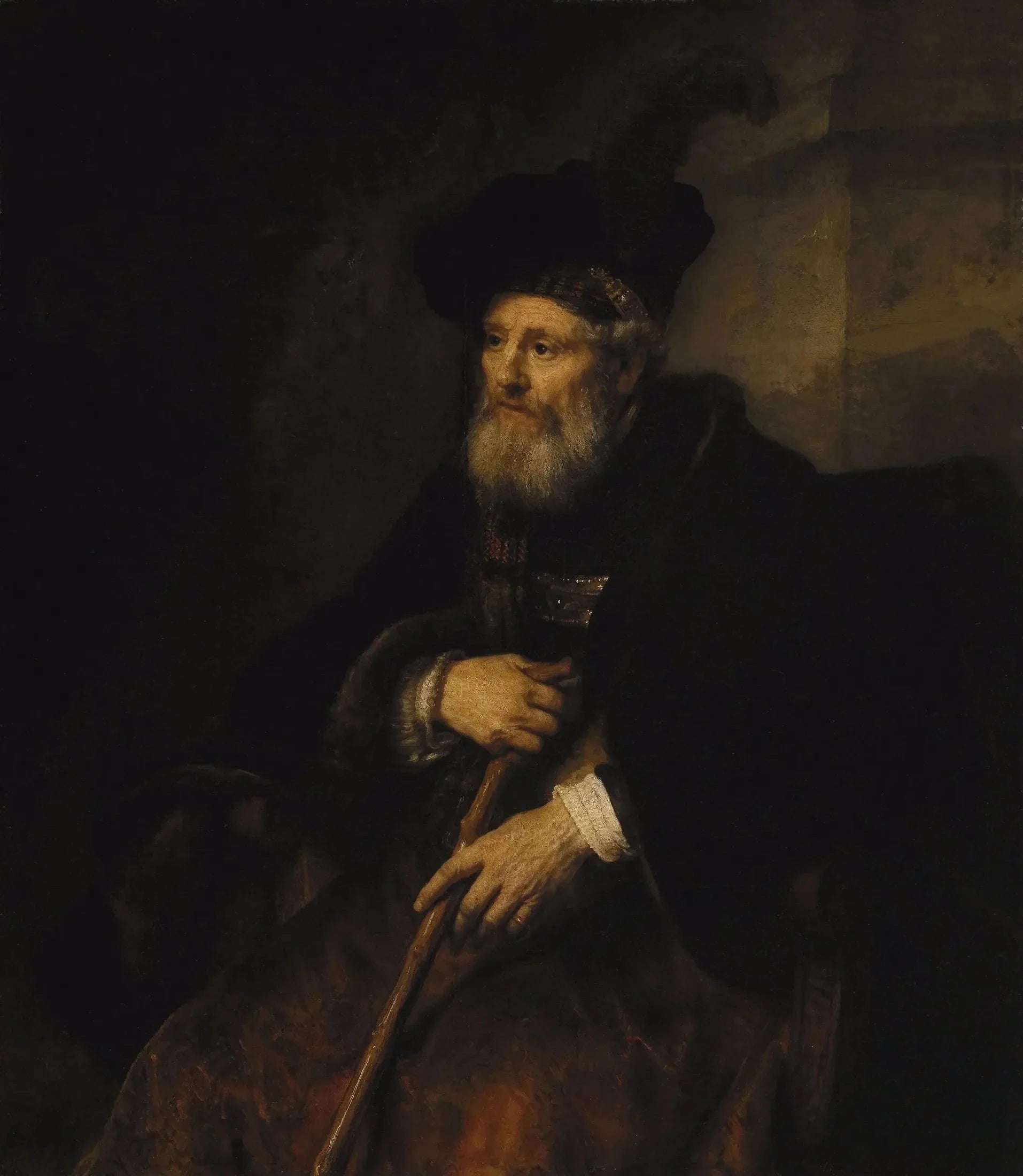 Vieil homme barbu au béret — attribué à Rembrandt, 1645, Gemäldegalerie de Berlin