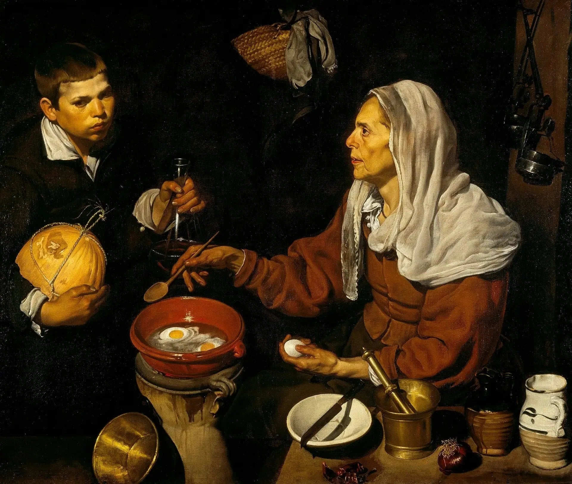 Vieille faisant frire des œufs - Diego Velázquez image 1 copie peinte à la main à l’huile