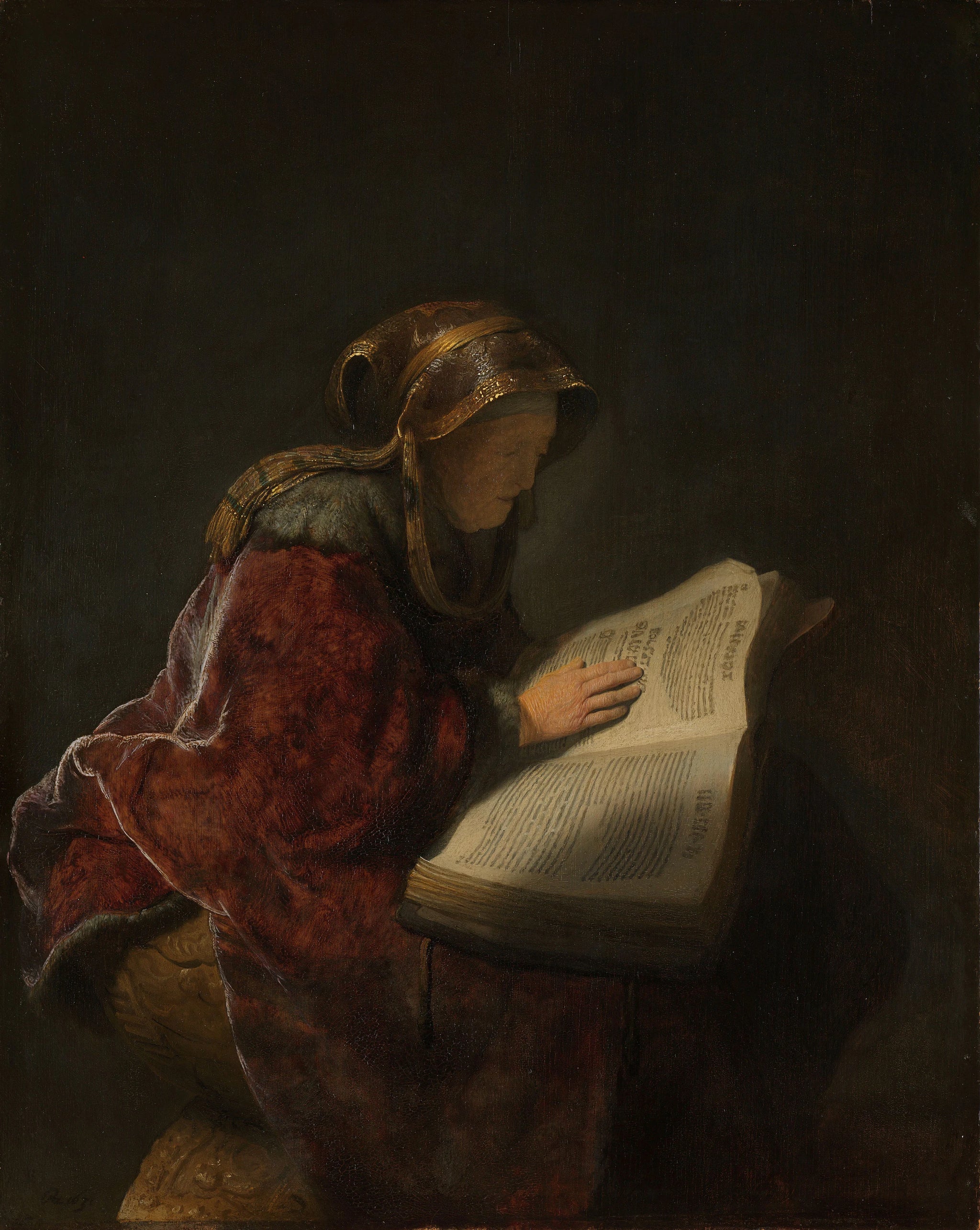 Vieille femme lisant, probablement la prophétesse Hannah - Rembrandt