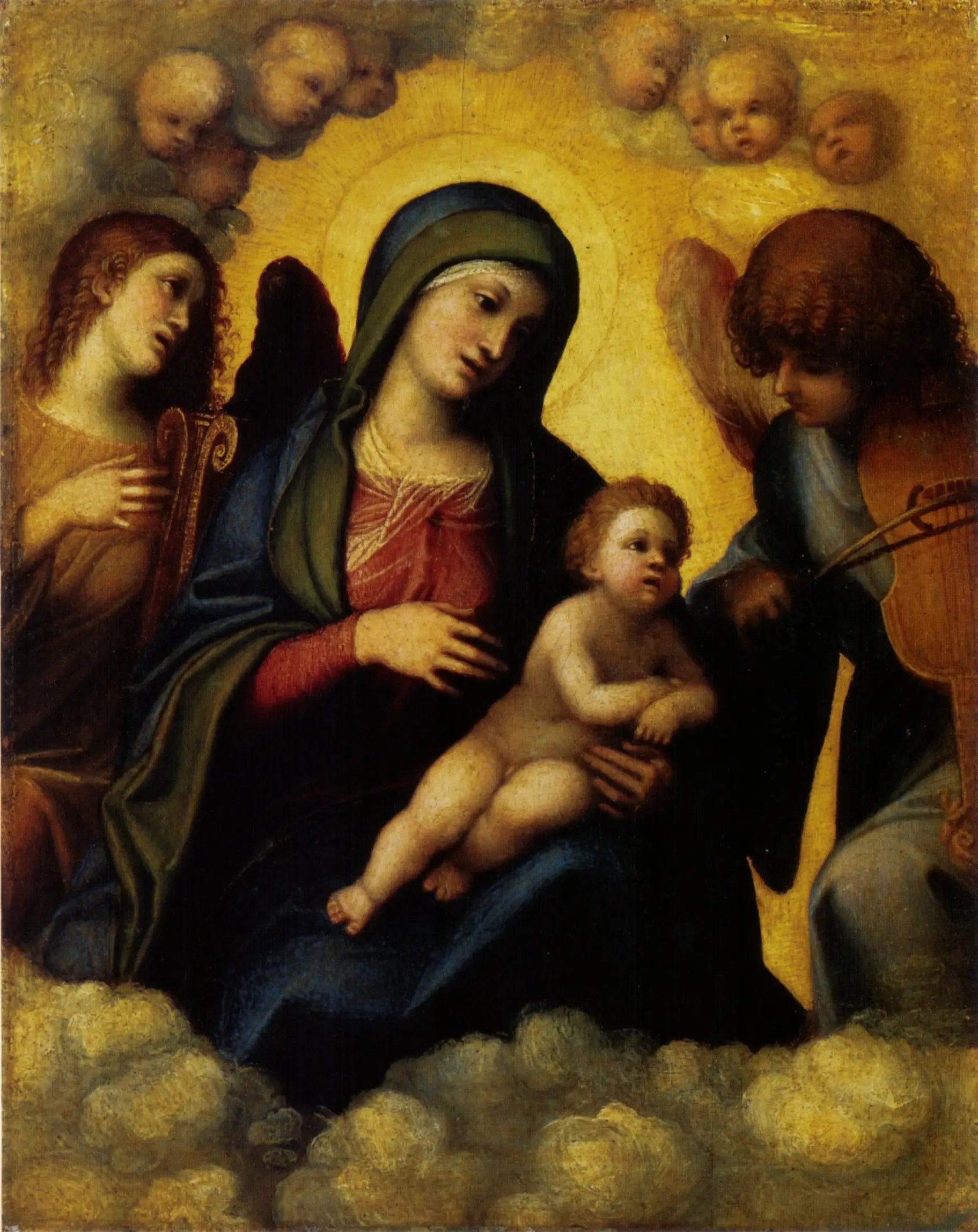 Vierge à l’Enfant accompagnée de deux anges musiciens - Antonio da Correggio - Alpha Reproduction