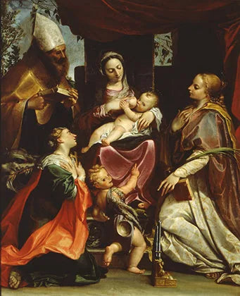 Vierge à l'Enfant avec des saints - Agostino Carracci image 1 reproduction de peinture à l’huile