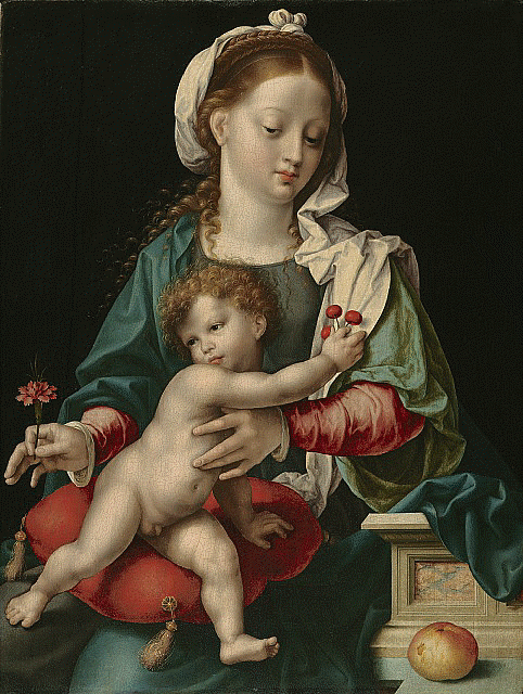 พระแม่กับพระเยซูเด็กกับดอกคาโมไมล์ - Joos van Cleve