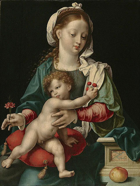 พระแม่กับพระเยซูเด็กกับดอกคาโมไมล์ - Joos van Cleve