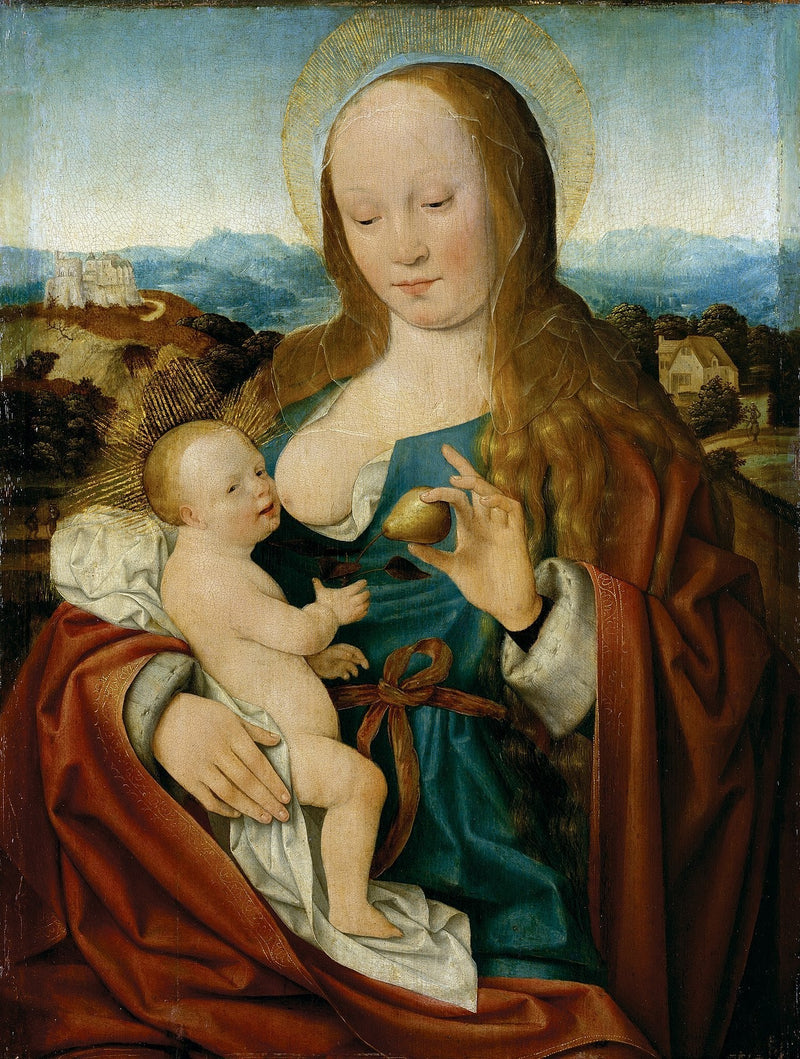แม่พระกับพระเยซูเด็กถือสาลี่ - Joos van Cleve