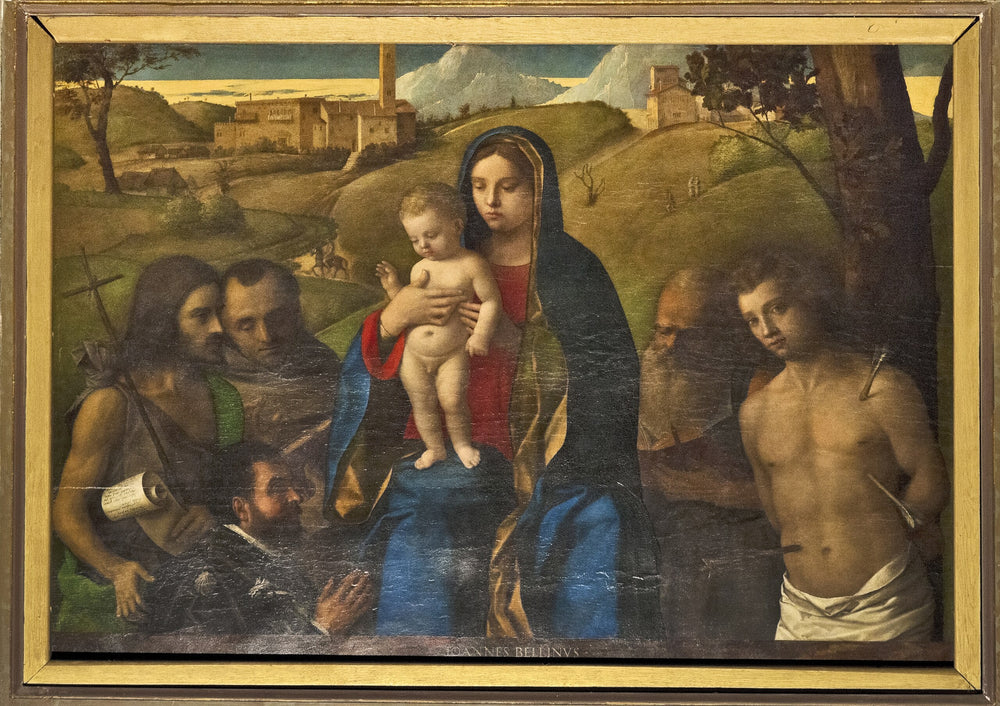 Vierge à l’Enfant avec quatre saints (Jean-Baptiste Francis Jérôme et Sébastien (de gauche à droite)) et le Donateur