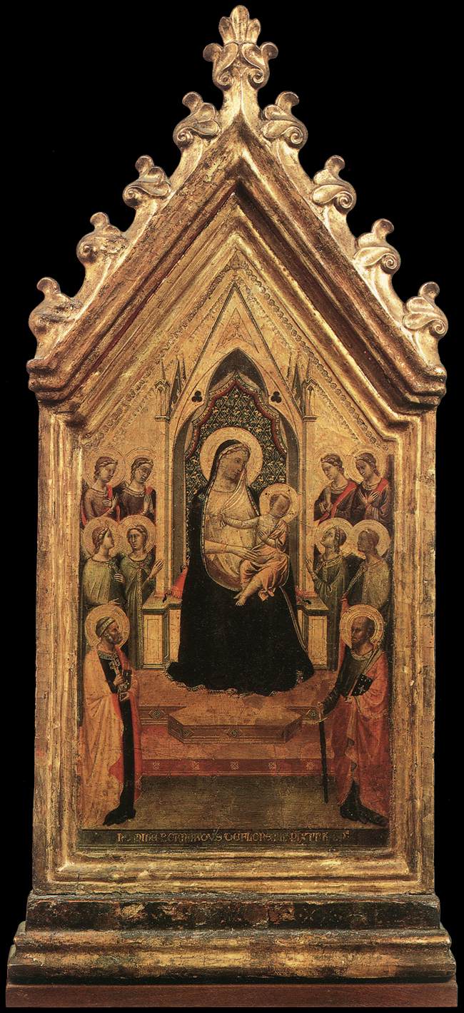Vierge à l'Enfant en majesté entourée d'anges et de saints - Bernardo Daddi image 1 reproduction de peinture à l’huile