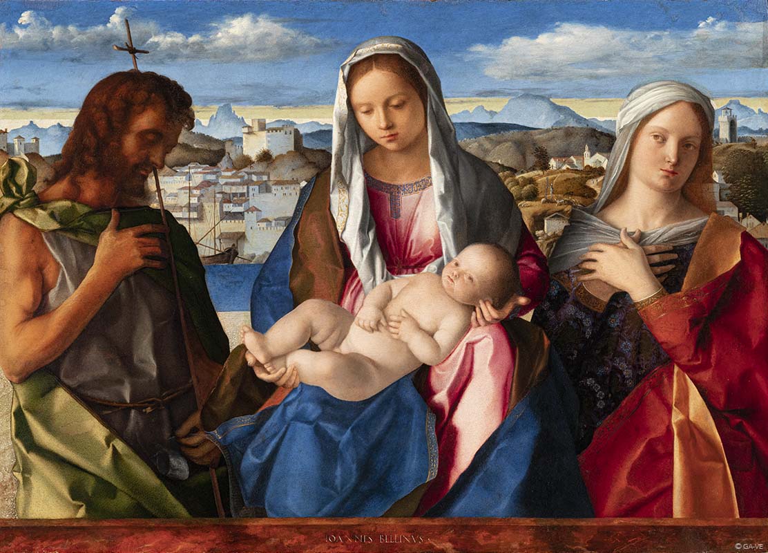 Vierge à l’Enfant entourée de saint Jean-Baptiste et d’une sainte - Giovanni Bellini - Alpha Reproduction