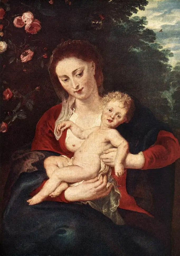 Vierge à l'Enfant à la pervenche - Peter Paul Rubens image 1 reproduction artisanale de tableau