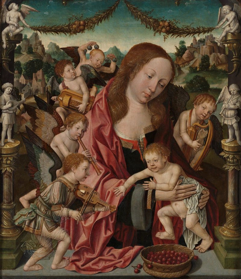 พระแม่และเด็กกับเทพเทวดานักดนตรี - Jacob Cornelisz van Oostsanen
