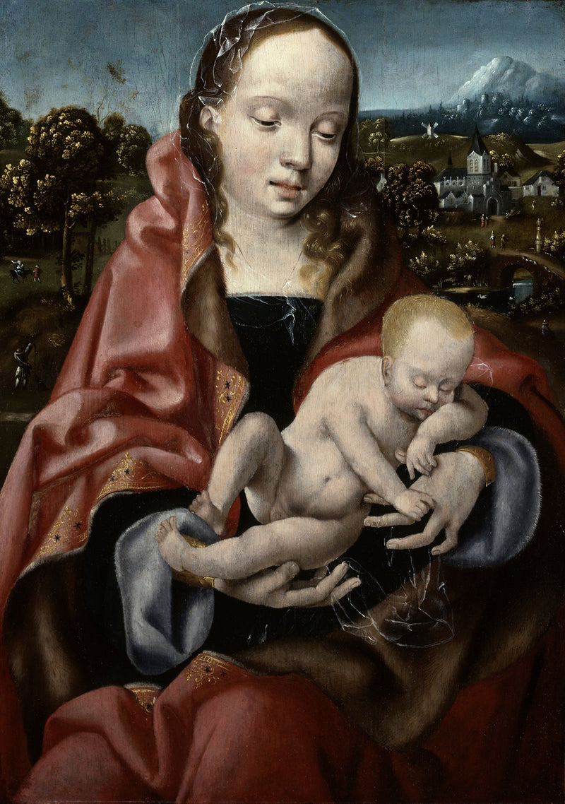 พระแม่มารีและพระเยซูเจ้าทรงหลับไหล - Joos van Cleve
