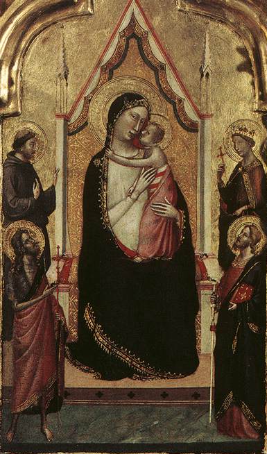 Vierge et Enfant trônant avec des saints - Bernardo Daddi
แม่พระและพระเยซูทรงประทับบนบัลลังก์พร้อมกับนักบุญ - Bernardo Daddi