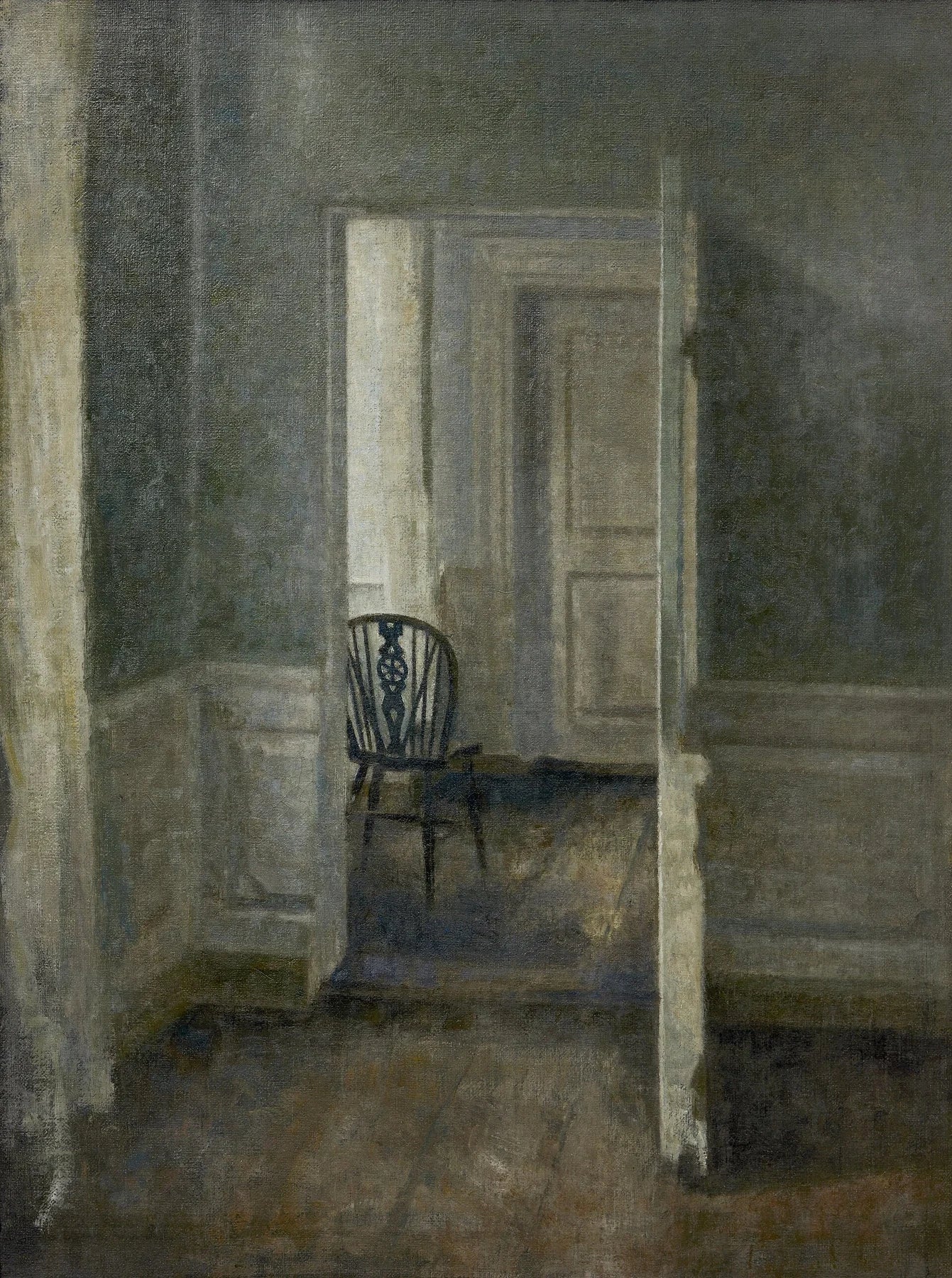Intérieur avec chaise Windsor, peinture de Vilhelm Hammershøi