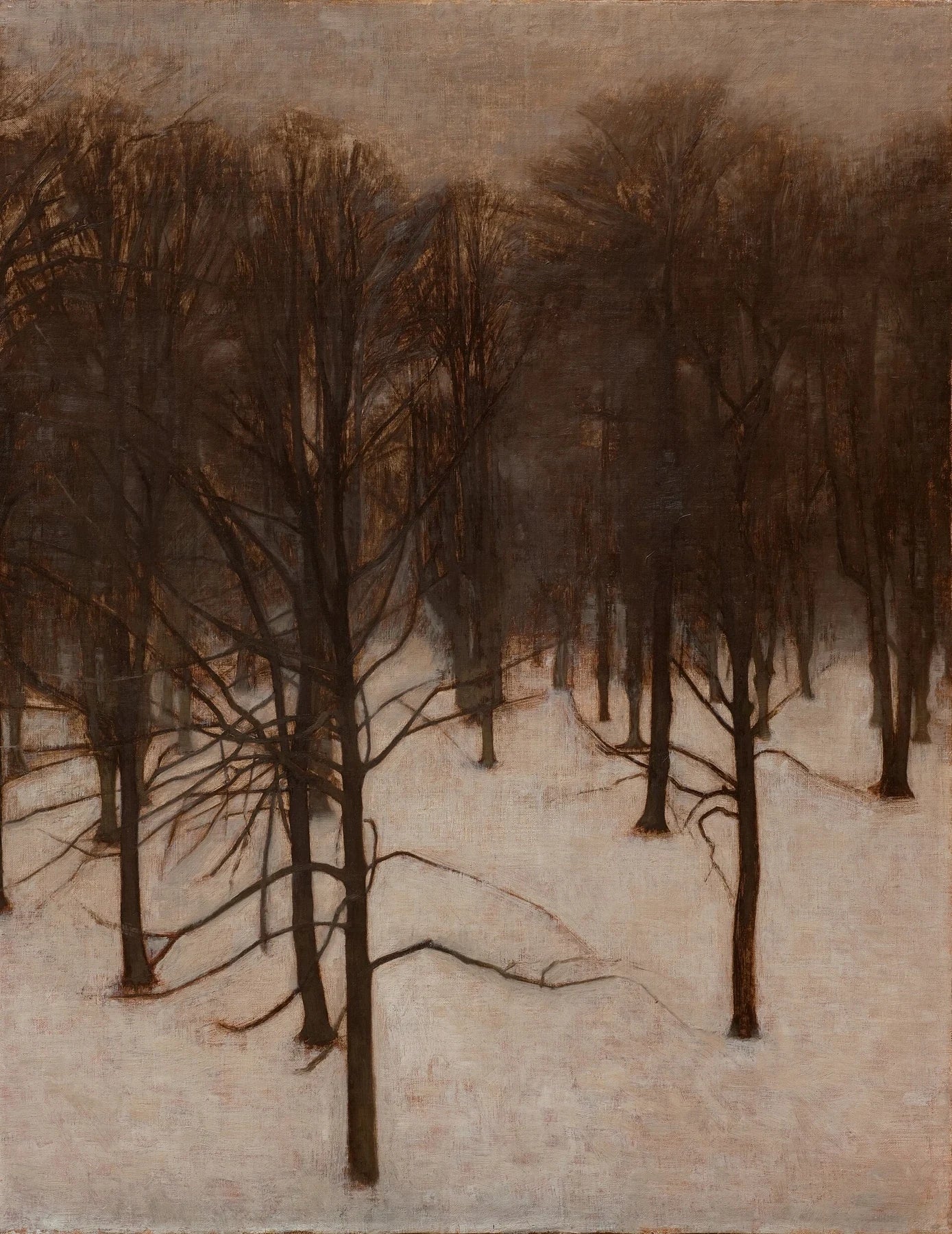 Paysage de neige, Søndermarken, peinture de Vilhelm Hammershøi