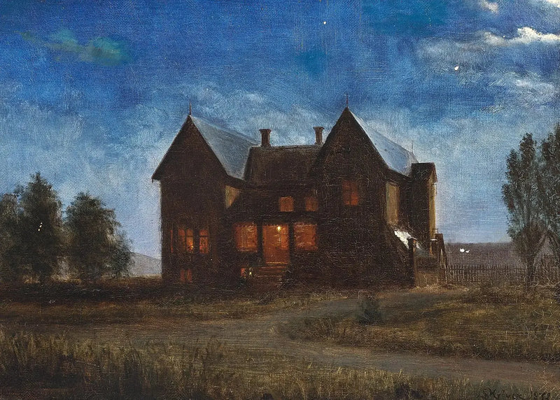 วิลล่าในคืนที่แสงจันทร์ส่องสว่าง - Peder Severin Krøyer