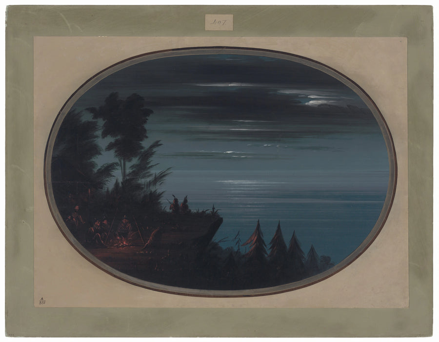 Village de Nayas la nuit - George Catlin