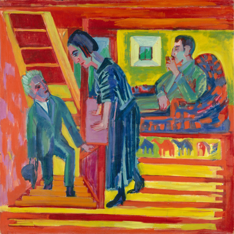 La Visite - Couple et Nouvel Arrivant - Ernst Ludwig Kirchner