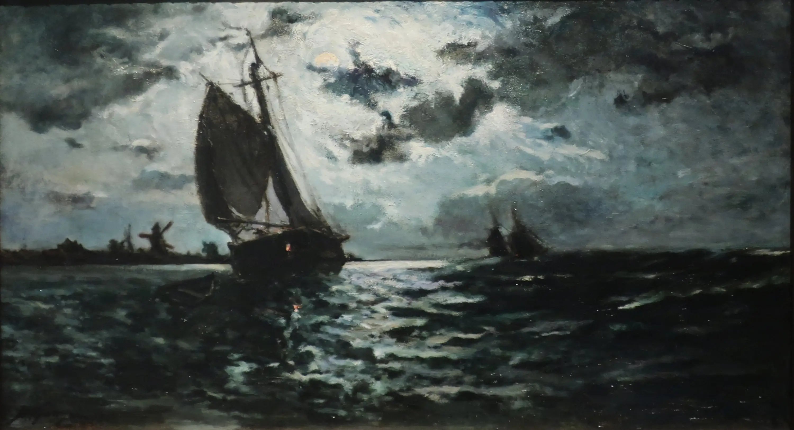 Reproduction du tableau « Voilier au clair de lune - Paul Gauguin » par Alpha Reproduction en peinture à l’huile