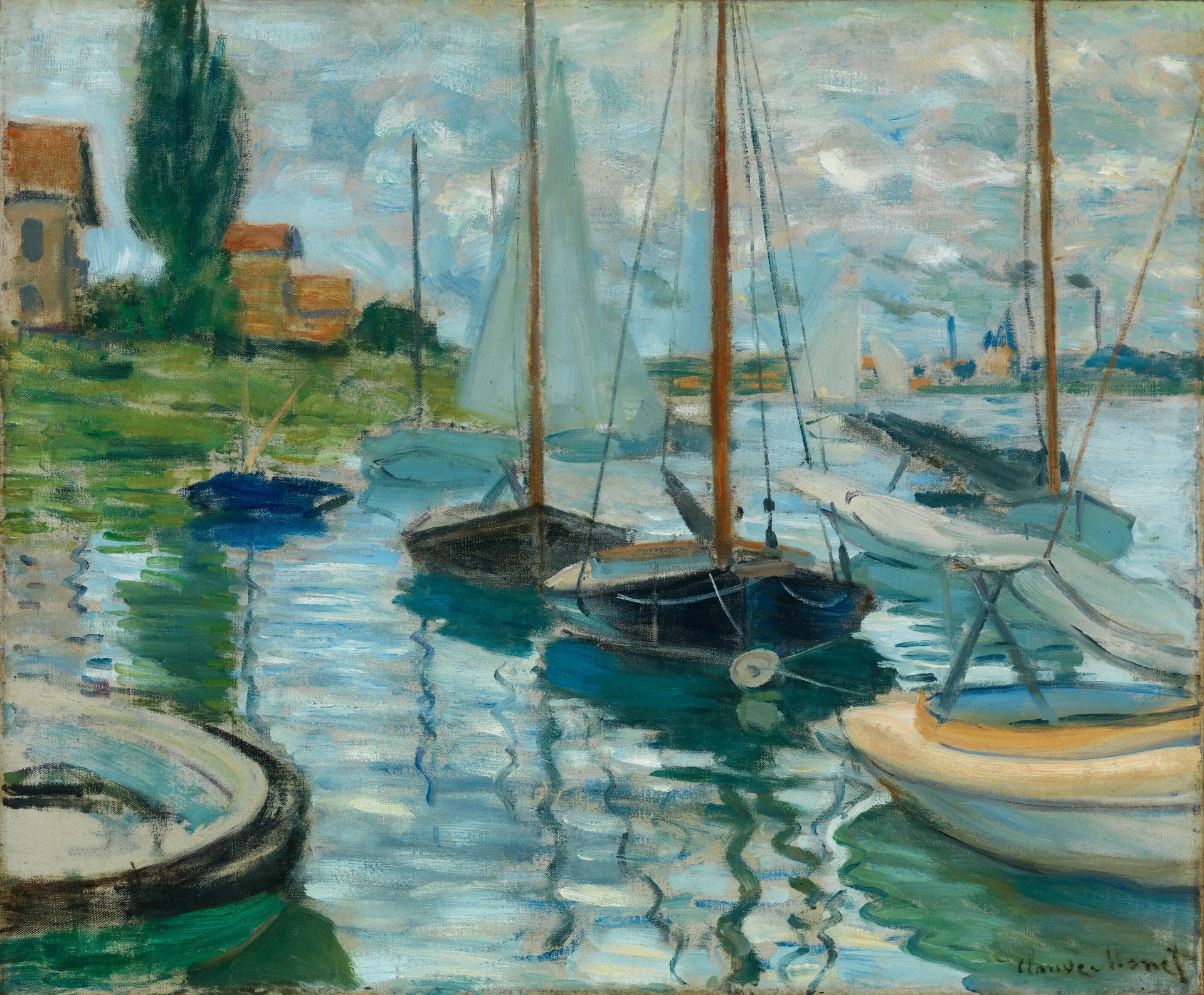 Voiliers sur la Seine au Petit-Gennevilliers W227 par Claude Monet, 1874, Legion of Honor