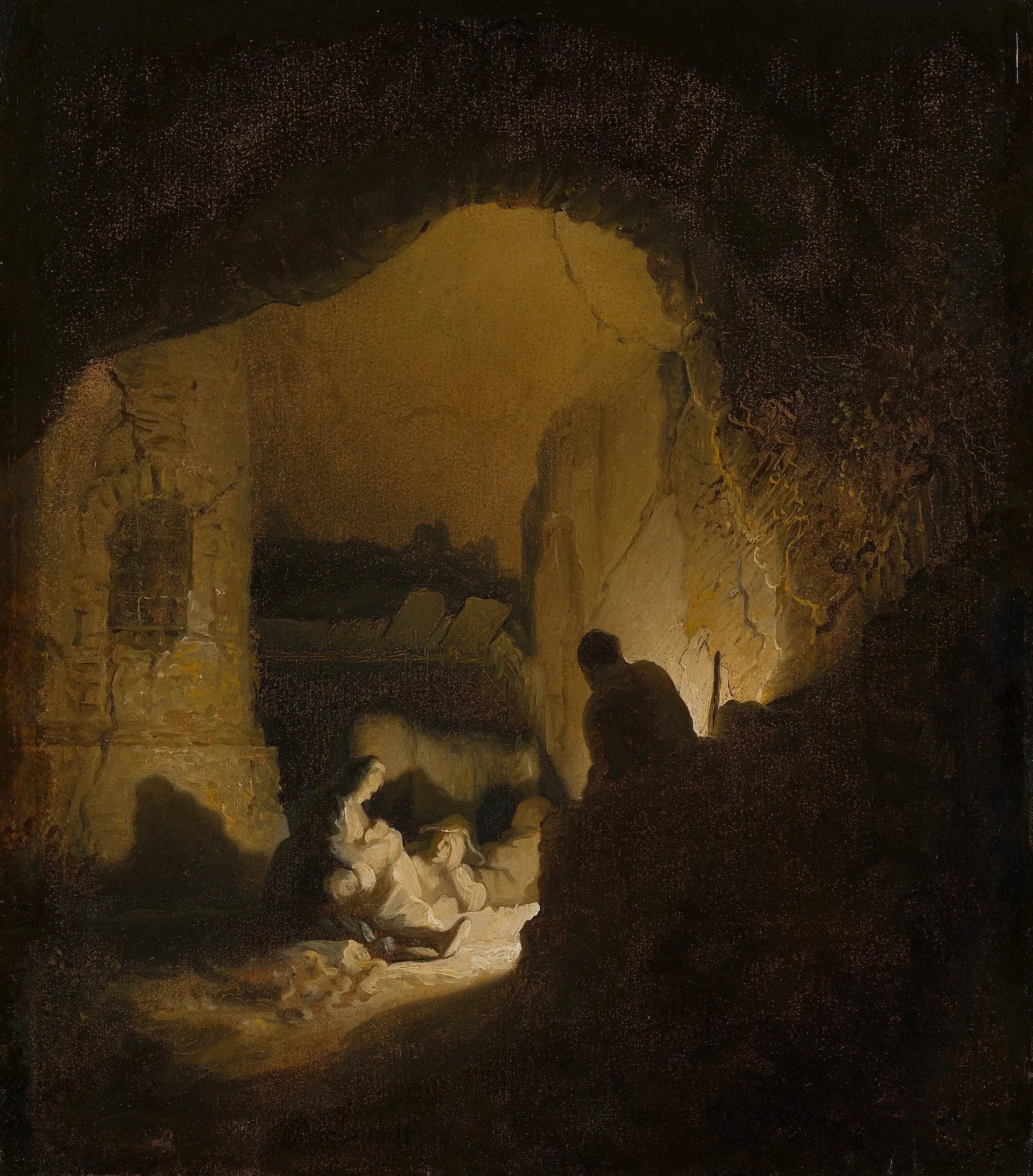Voyageurs au repos (Repos pendant la fuite en Égypte) - Rembrandt image 1 tableau peint à l’huile sur toile