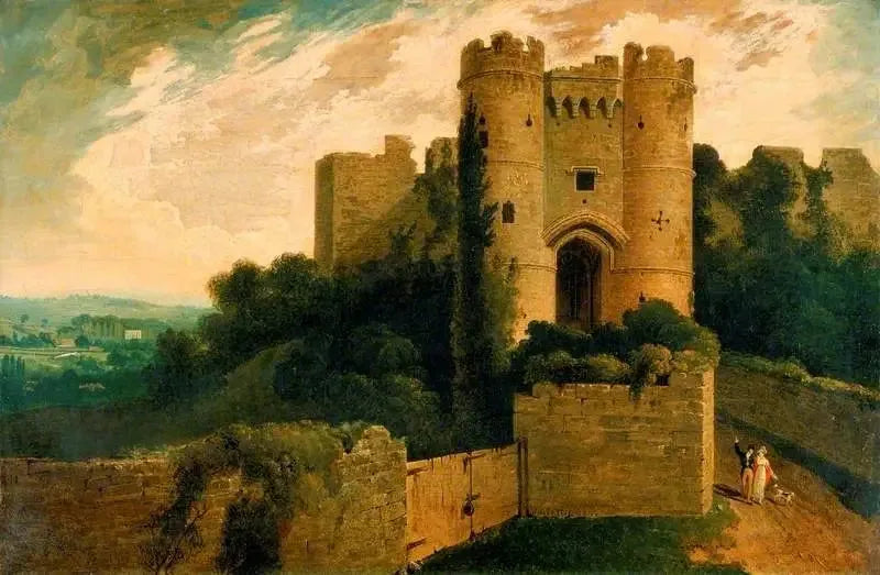 Vue de l'entrée du château de Carisbrooke, île de Wight - John Martin image 1 tableau peint à l’huile sur toile