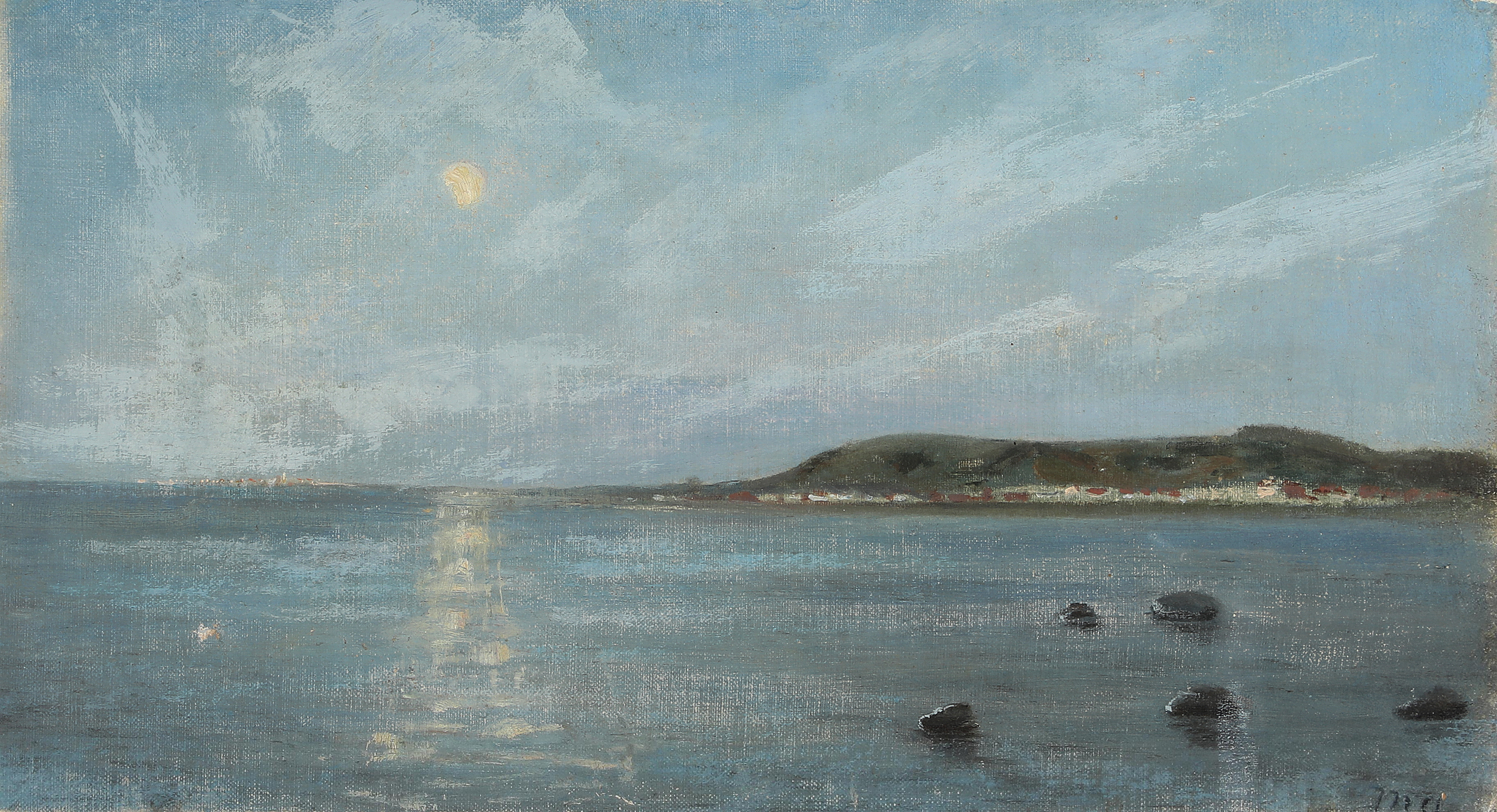 Vue de la mer au clair de lune. - Michael Peter Ancher image 1 copie de tableau peinte à la main