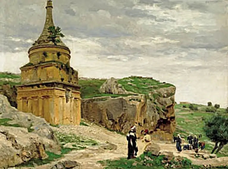 ภาพของหุบเขาเซดรอนพร้อมสุสานอับซโลมใกล้เยรูซาเล็ม - H. A. Brendekilde