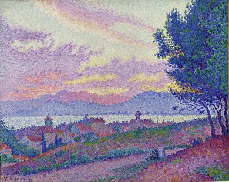 Vue de Saint-Tropez, coucher de soleil au bois de pins - Paul Signac image 1 reproduction artisanale de tableau